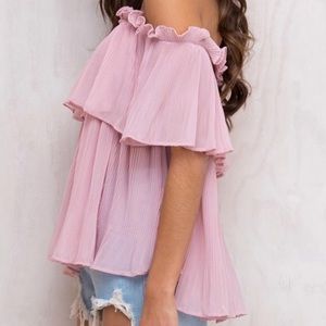 BNWT Pleated Off the Shoulder Blouse
